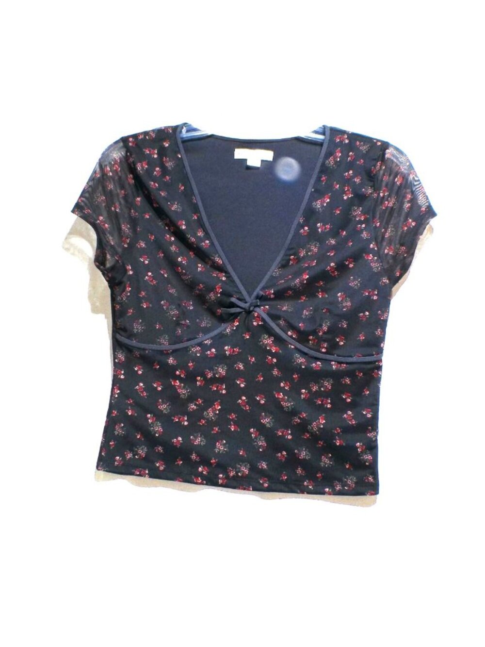 Aeropostale Cropped Top Black Floral Large Boho